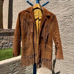 Vintage 1970’s western leather fringe boho / southwestern jacket